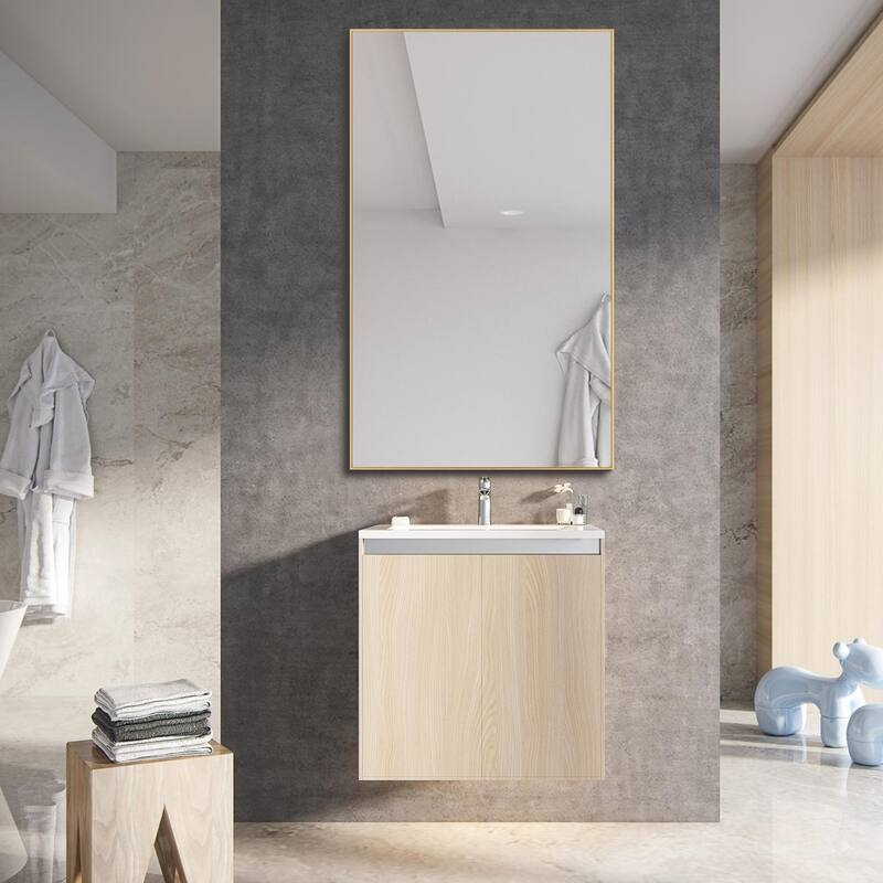 Modern Aluminum Alloy Thin Framed Full Length Floor Mirror - 59x35 - Gold - Gold