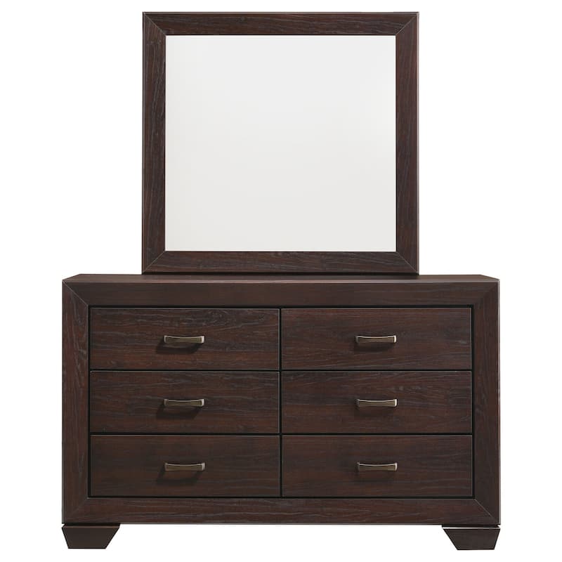 6-Drawer Dark Cocoa Dresser with Mirror, Modern Styling, Spacious Storage Drawers, and Smooth Glide Hardware
