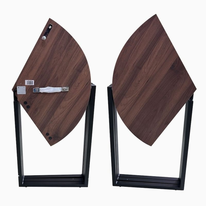 Walnut Foldable Round Trifold Table 43" Modern Multi-Use Design