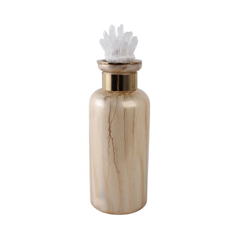 Glass Decorative Vase Glam Accent with Stone Details Modern Style