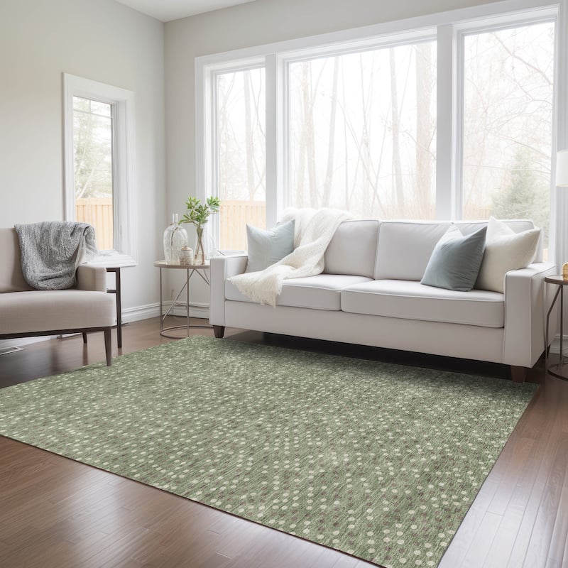 Machine Washable Indoor/ Outdoor Modern Dotty Chantille Rug