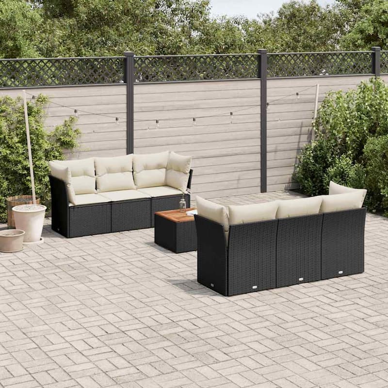 vidaXL Garden Sofa Set Black, Cream White - 24.4 x 24.4 x 27.2