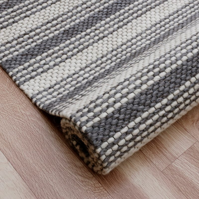 Sevita Dark Gray/Ivory Transitional Striped Wool Indoor Area Rug