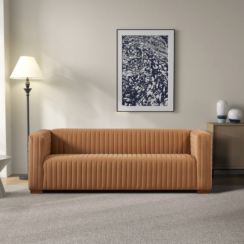 Ella Mid Century Modern Style Velvet Living Room Couch
