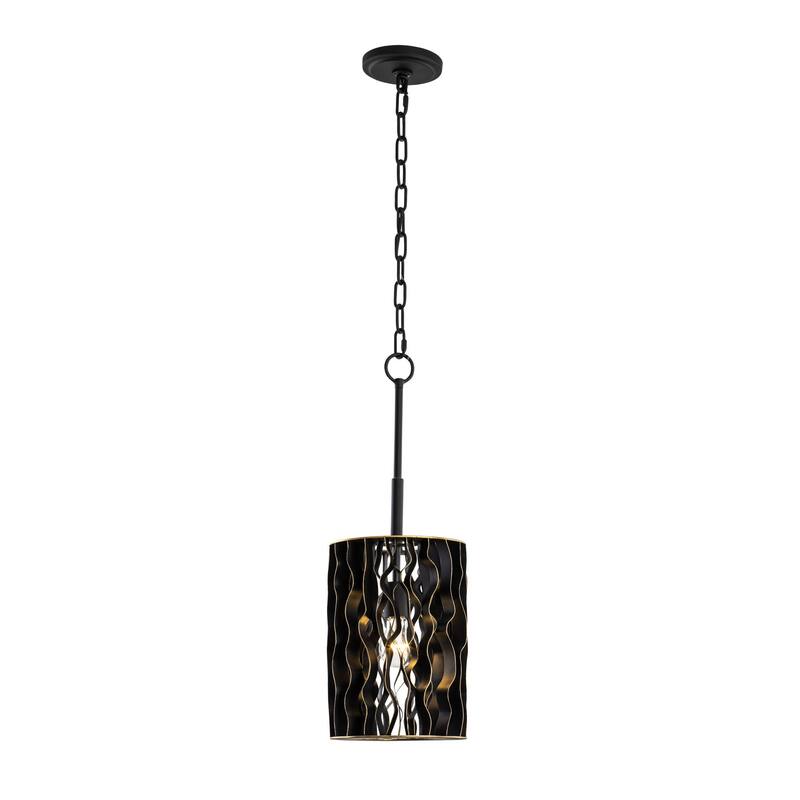 Varaluz Estela 1-Light Mini Pendant - Matte Black/French Gold