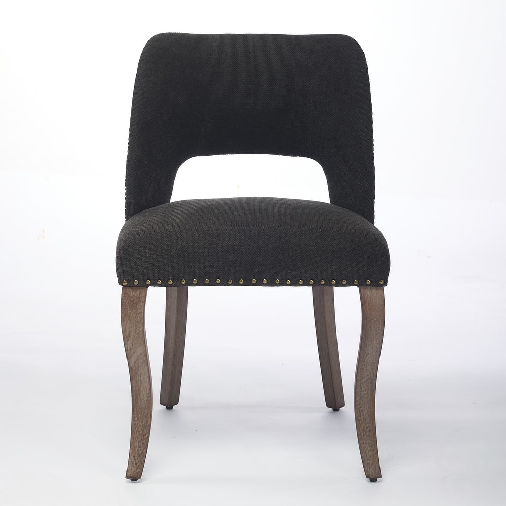 Roomfitters Upholstered Dining Chairs Set of 2, Fabric Kitchen Chairs with Curved Wood Legs