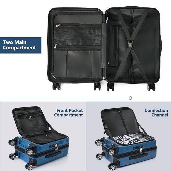 Travel Carry On Suitcases Peacock Blue 20 Inch Front Open Hard