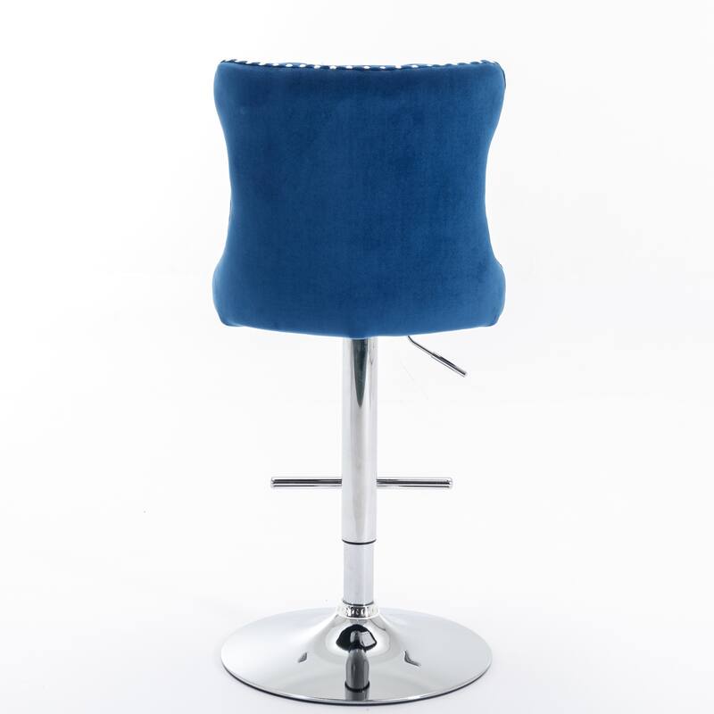 Swivel Velvet Barstools Adjusatble Seat Height , Upholstered Chrome base Bar Stools with Backs Tufted - N/A
