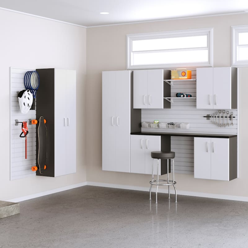 Flow Wall 7 Piece PVC Indoor Cabinet and Shelf Set