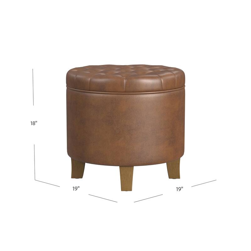 Carson Carrington Hare Button-tufted Round Storage Ottoman