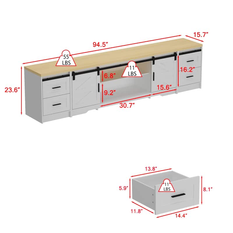 Rustic - Modern Sliding Door TV Stand: Style and Function Combined