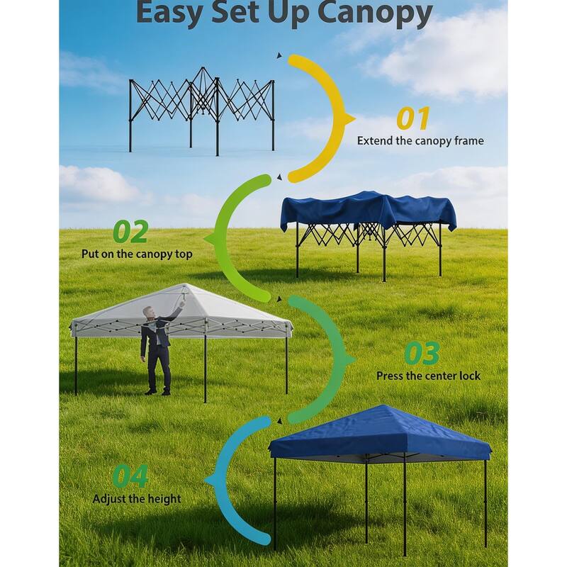 Folding Pop Up Canopy Tent, Height Adjustable