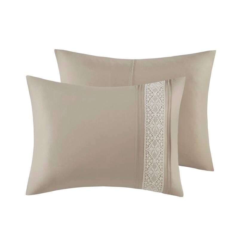 Madison Park Marla 7 Piece Lace Trim Comforter Set with Throw Pillows