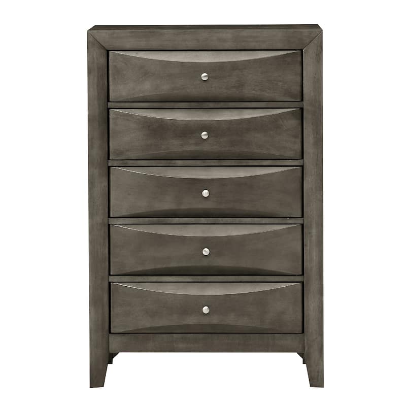 5-Drawer Wooden Bedroom Chest - 48" - Gray