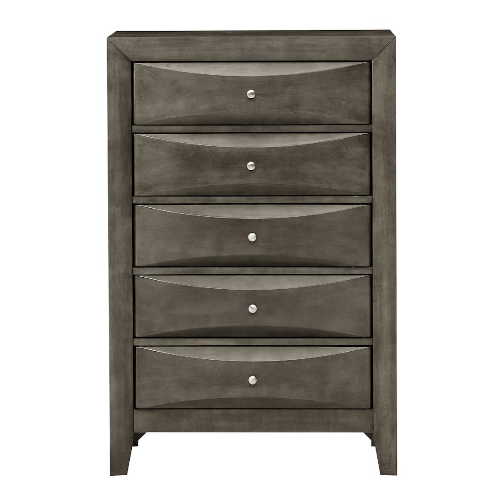 5-Drawer Wooden Bedroom Chest - 48" - Gray