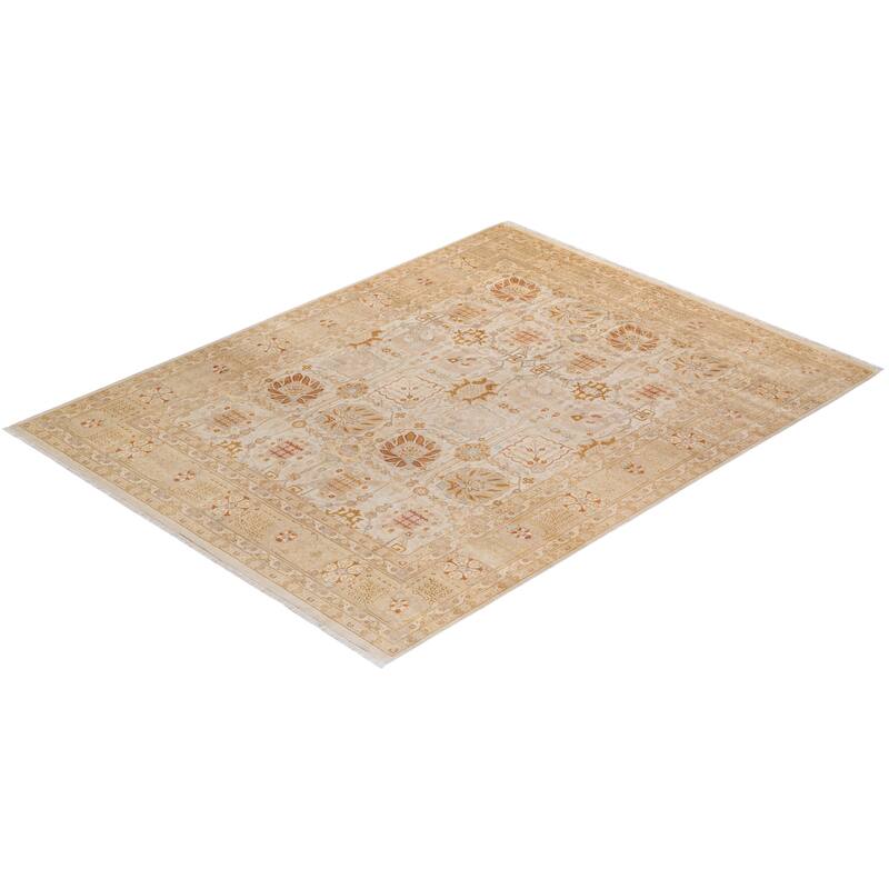 Overton Hand Knotted Wool Vintage Inspired Modern Contemporary Eclectic Ivory Area Rug - 10' 4" X 8' 0"
