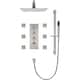16" Wall Mount Rainfall 3 Way Thermostatic Faucet Shower System with Slide Bar, 6 Jets - Brushed Nickel
