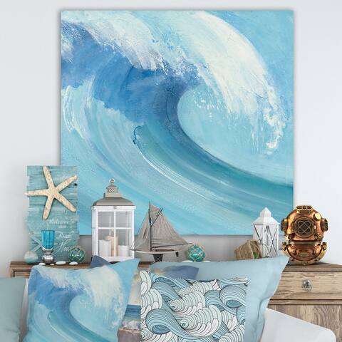 Designart "Ocean Wave with White Foam" Nautical & Coastal Canvas Art