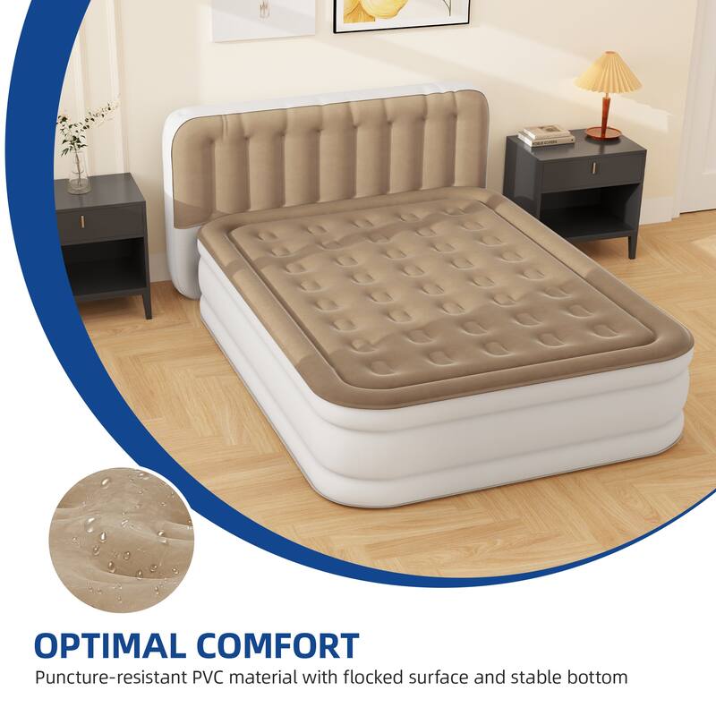 Moasis Queen Air Mattress with Inflatable Headboard