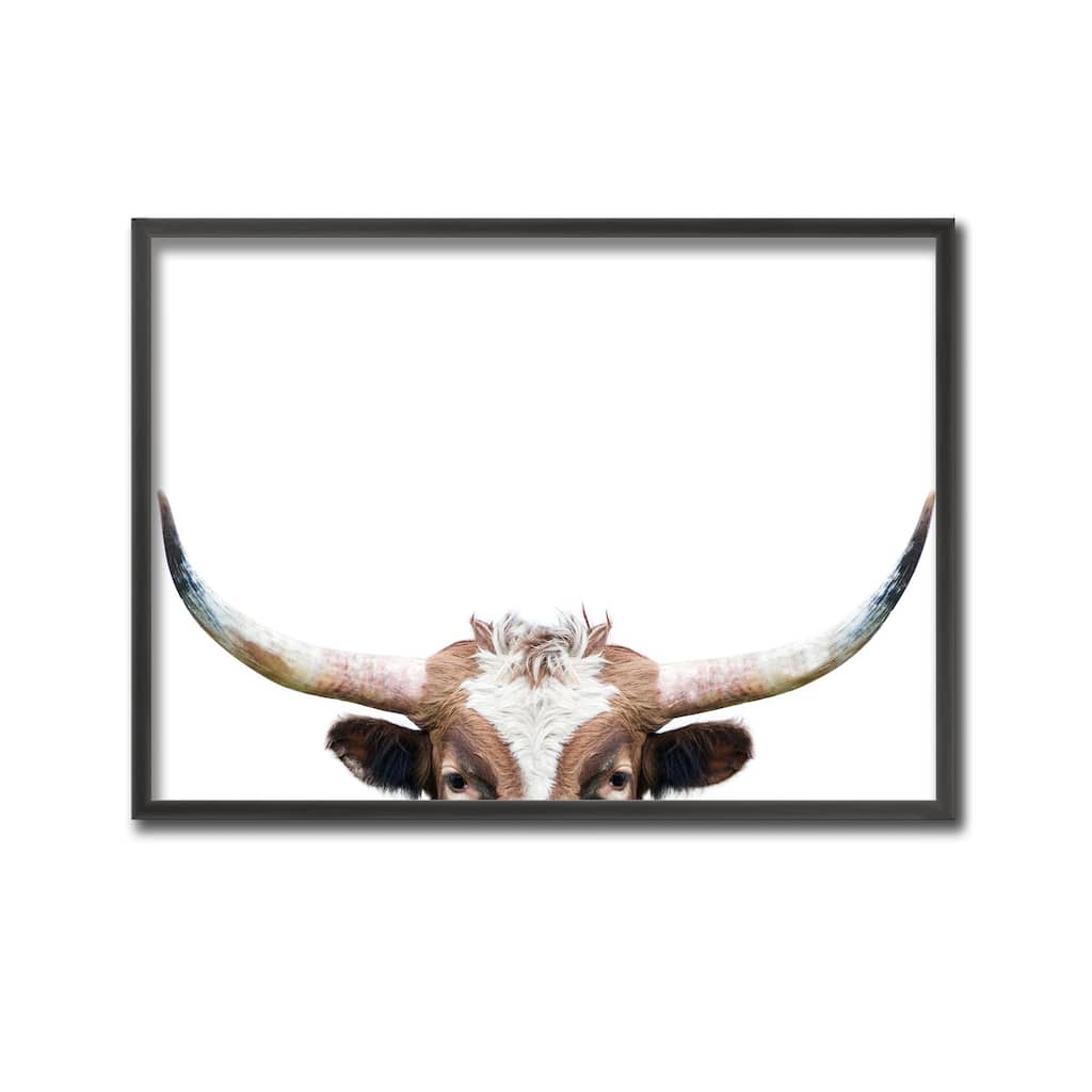 "Peeking Longhorn Cow" Framed Print Wall Art by Kathrin Pienaar