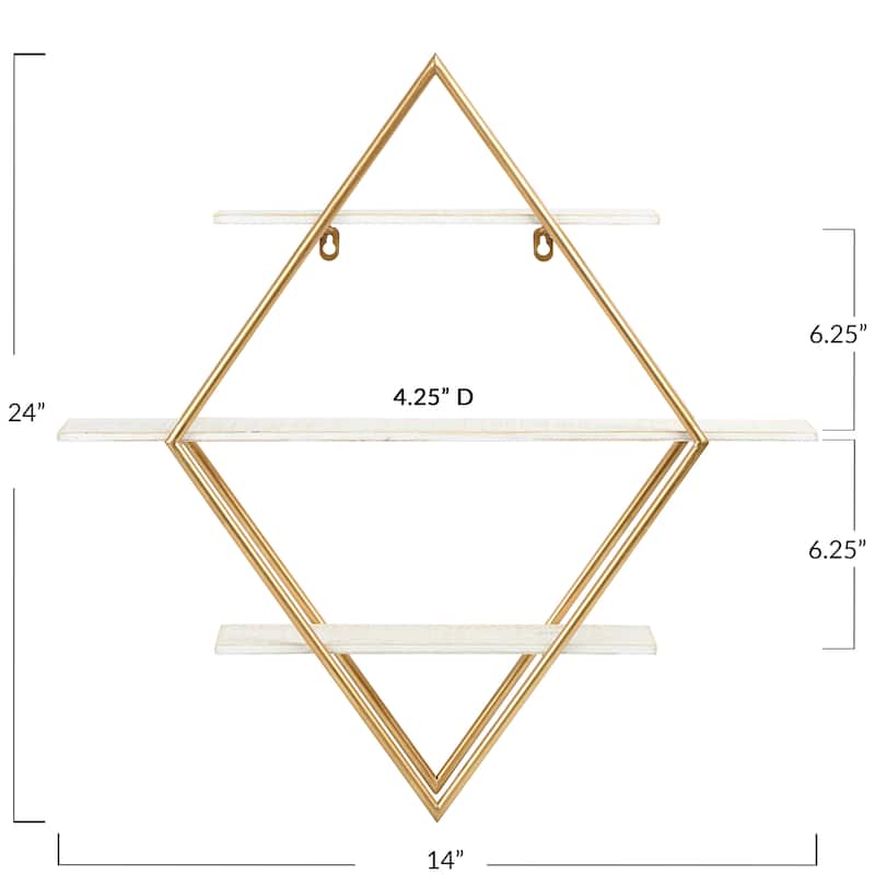 Wood and Iron Diamond Wall Shelf