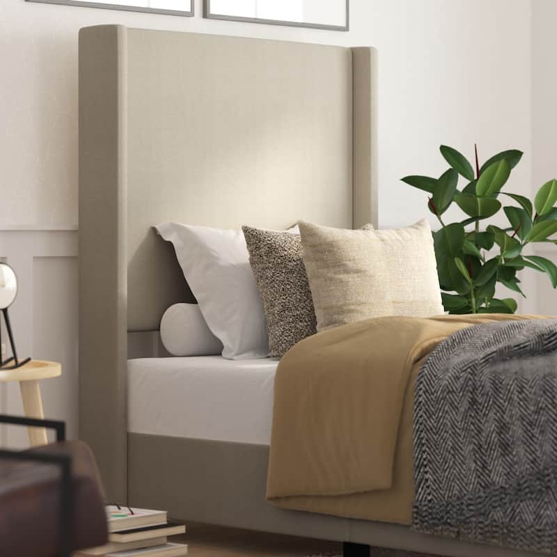 Upholstered Platform Bed with Channel Stitched Headboard