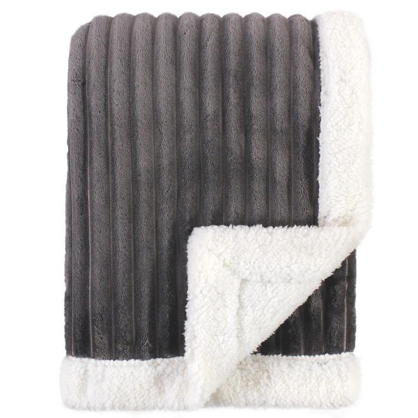 slide 1 of 1, Hudson Baby Infant Corduroy Blanket with Faux Shearling Backing and Trim, Charcoal, 30x40 inches - Charcoal - 30x40 inches 30x40 inches - Charcoal