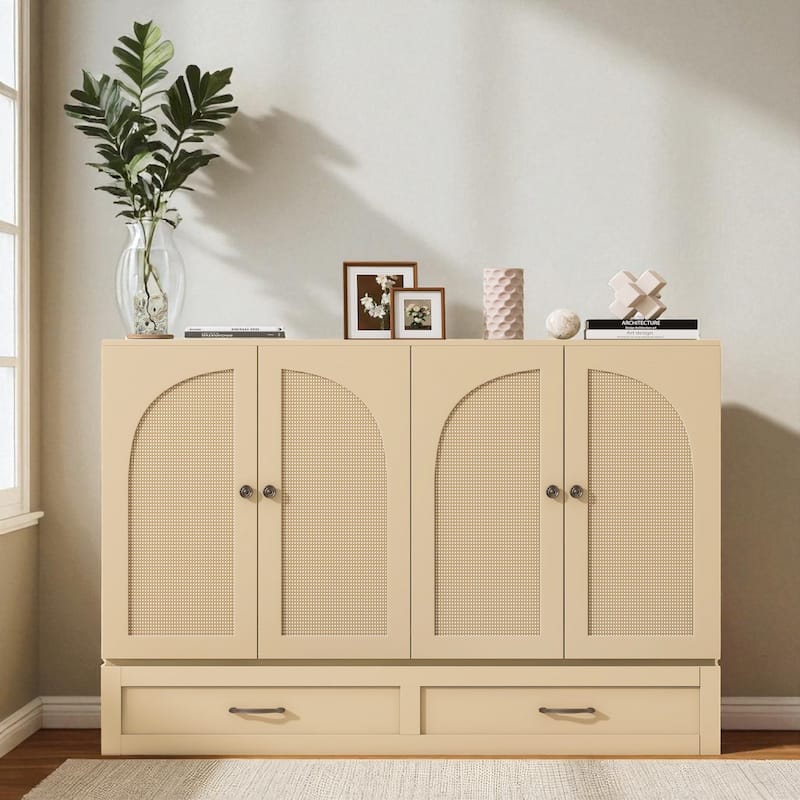Full Size Murphy Bed with Storage Drawers, Foldable Cabinet Bed with USB Charging Port, Space Saving Design - Gold - Full