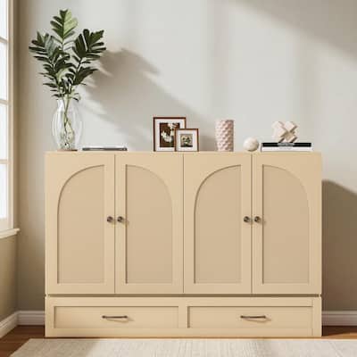 Full Size Murphy Bed with Storage Drawers, Foldable Cabinet Bed with USB Charging Port, Space Saving Design