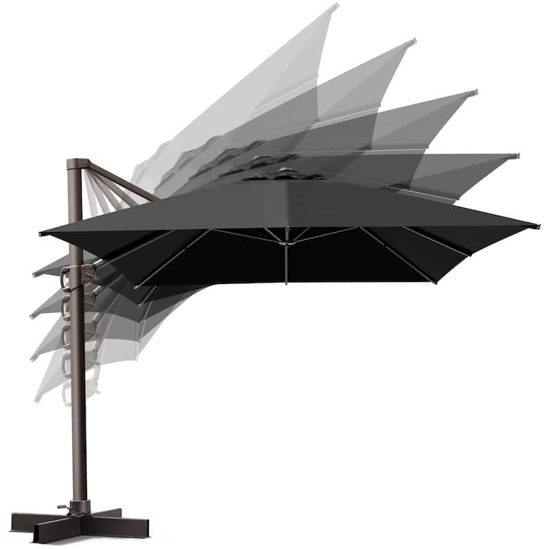 VredHom 10X13 FT Patio Outdoor Cantilever-Offset Umbrella with Base Stand