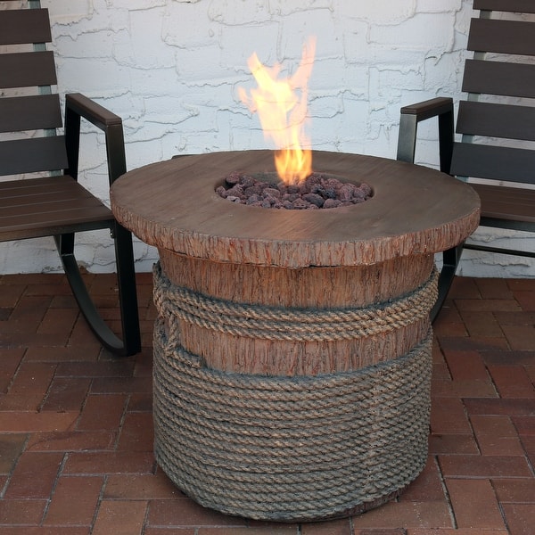 Shop Sunnydaze Rope And Barrel Propane Gas Fire Pit Table With