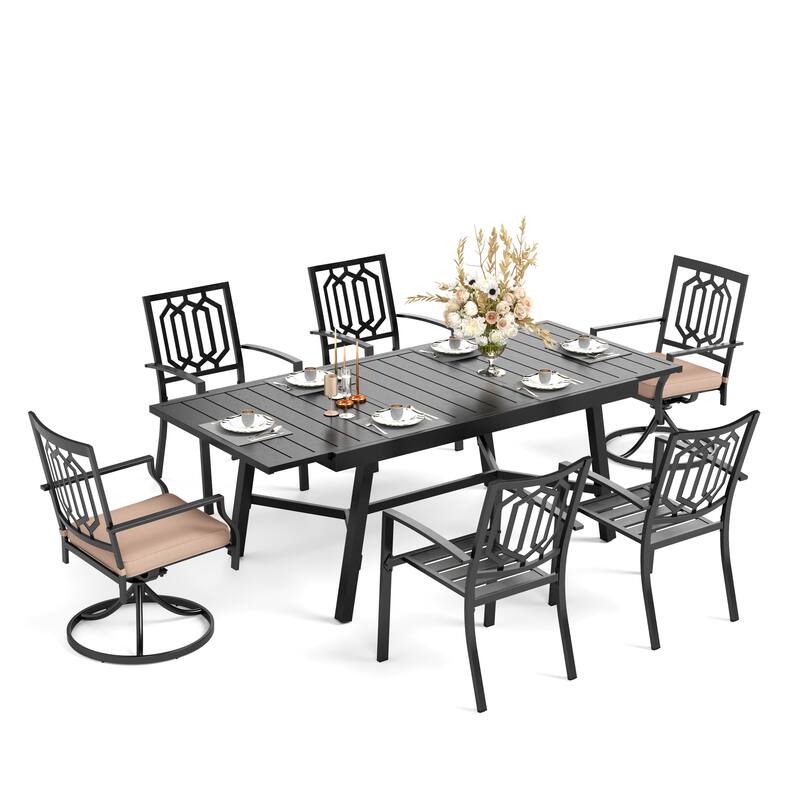 MAISON ARTS 7/9-Piece Outdoor Dining Table Sets with Expandable Rectangular Metal Dining Table & 6/8 Dining Chairs