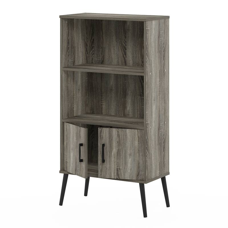 Furinno Claude Mid Century Style Accent Storage Shelves with Wood Legs - French Oak