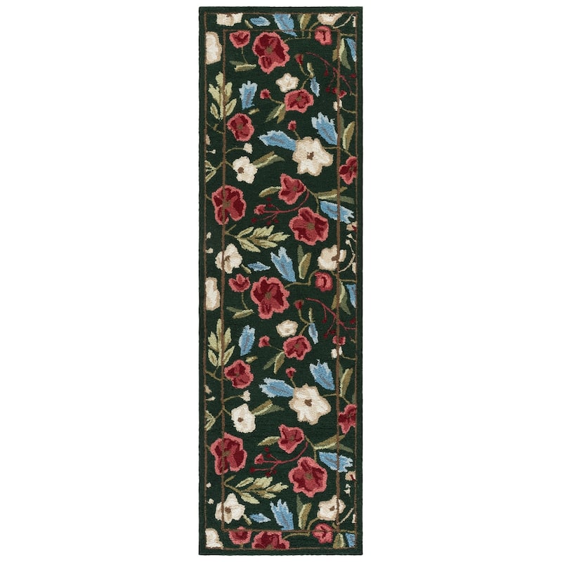 SAFAVIEH Handmade Jardin Redenta Rug - 2'3" x 8' Runner - Green/Red