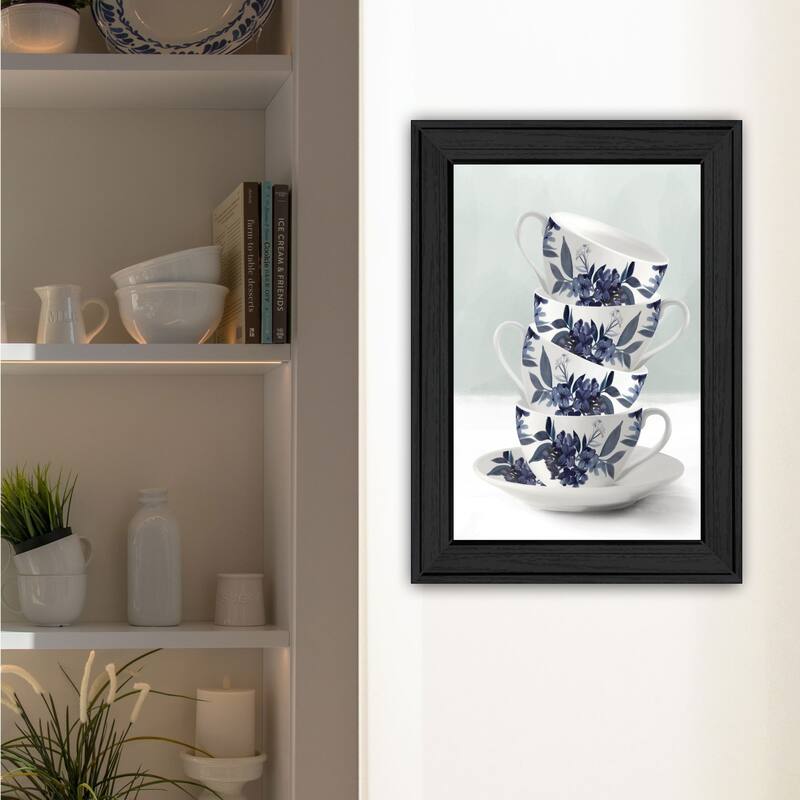 Framed Wall Art - Blue Tea Tower, Black Frame