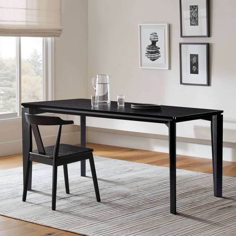 Wenge in Ash Veneer MDF Wood 6-Person Rectangle Dining Table with Rubberwood Legs - 59.06" Wide