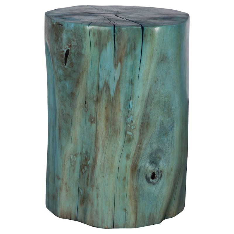 Tamarind wood Habitat Accent Stool - 20" - Blue