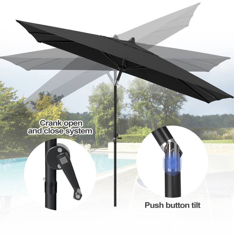 Pellebant Outdoor 9 x 5 FT Patio Market Umbrella Rectangular with Wheels Base Stand