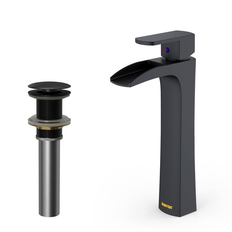 Karran Kassel Single Hole Single Handle Vessel Bathroom Faucet with Matching Pop-up Drain
