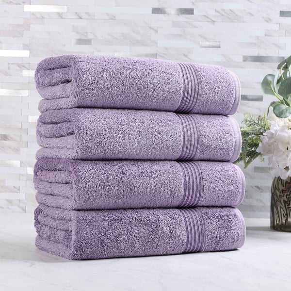 slide 2 of 6, Superior Heritage Egyptian Cotton Absorbent Bath Towel Set of 4 Royal Purple