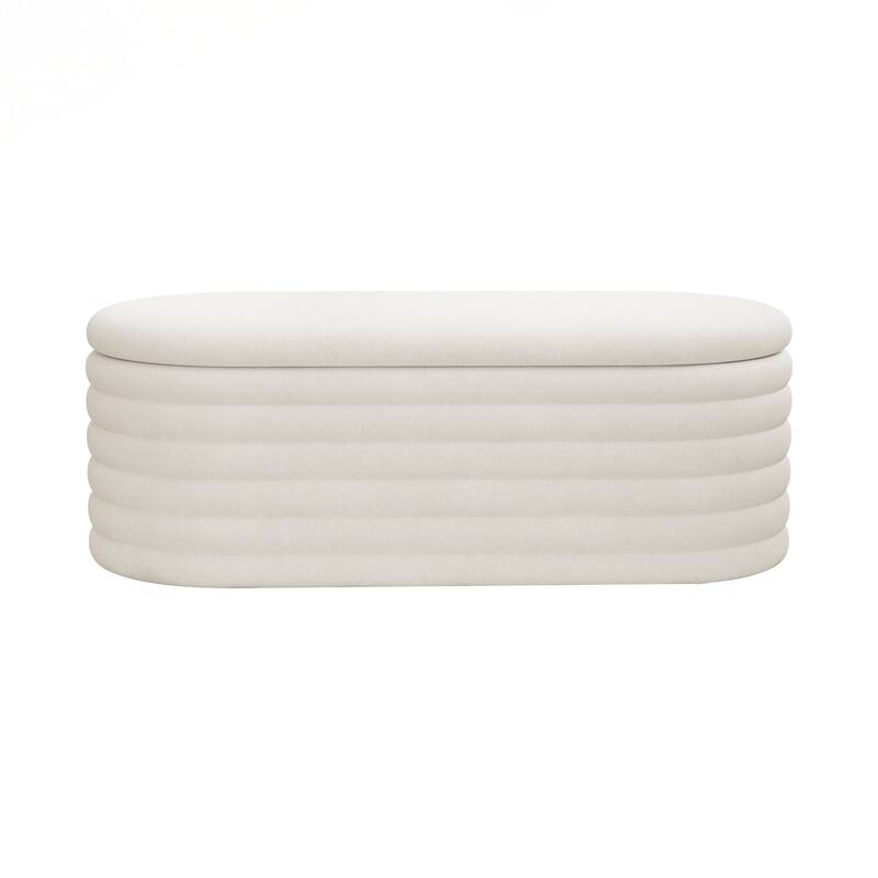 Ottoman Bench Upholstered Fabric Storage Bench End of Bed Stool with Safety Hinge for Bedroom, Living Room, Entryway