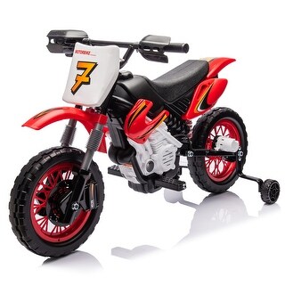 Kids 12V Ride-On Dirt Bike with Dual Drive, Throttle Control, Training Wheels, and Suspension, for Outdoor Adventure, Ages 3-8