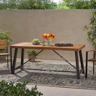Outdoor Acacia Wood Metal Base Dining table, Teak