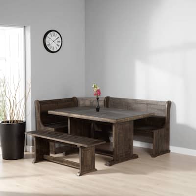 Flint 4pc Breakfast Nook Set, Dining Table, Corner Bench, Dark Brown