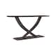 Rase 57 Inch Console Table, Cross Leg Design, Pedestal Base, Black Wood