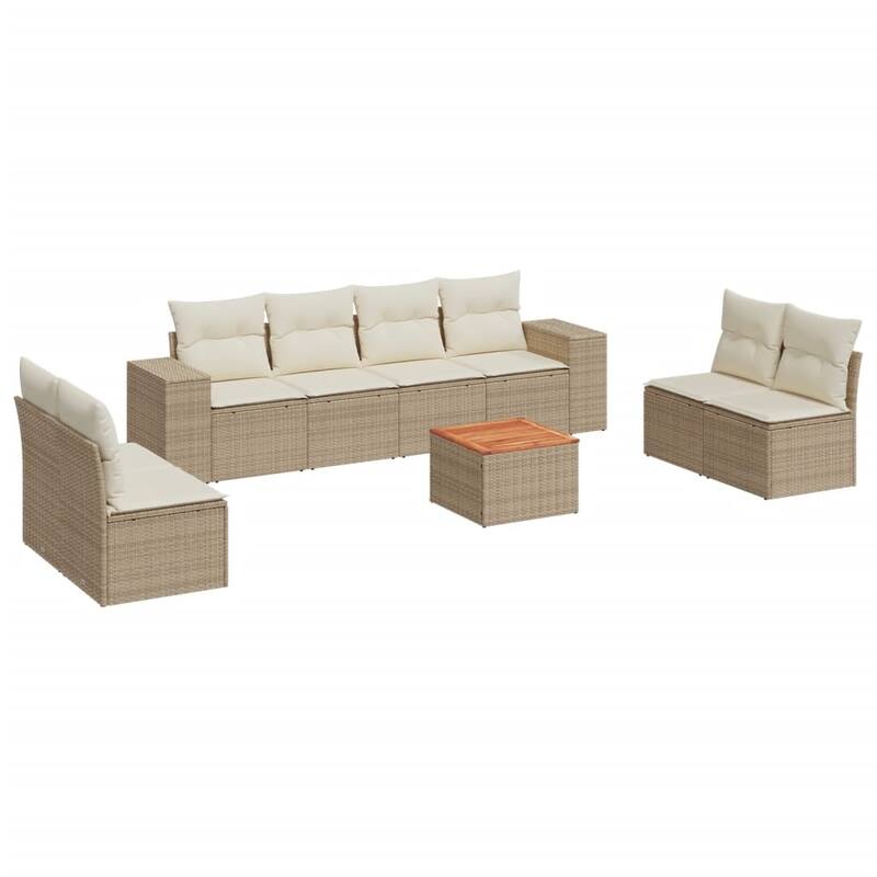 vidaXL Patio Sofa Set with Cushions Outdoor Furniture 9 Piece Poly Rattan