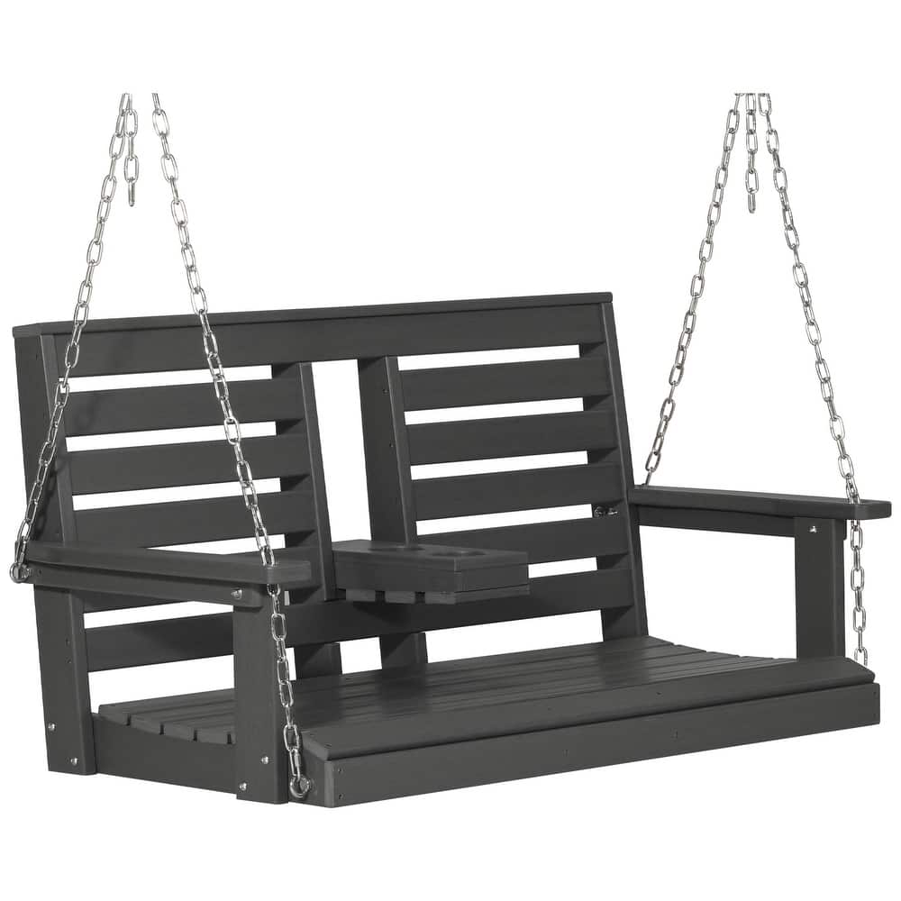 Nashville Poly 54 Inch Porch Swing with Folding Cup Holder