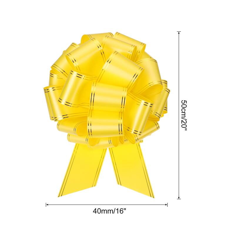 12 Inch Giant Large Pull Bow Big Metallic Car Bows Ribbon w Gold Edge - Yellow - 16 Inch