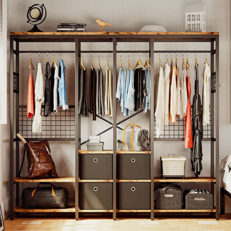 Garment Racks with Shelves 4 Drawers and 8 Hooks Closet Organizer for ...