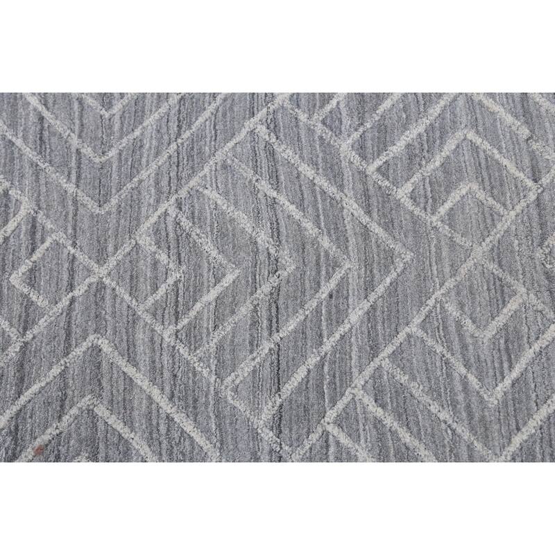 Grey Geometric Modern Moroccan Oriental Area Rug Wool Hand-knotted - 5'1" x 7'10"
